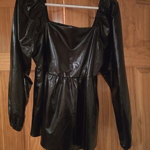 JODIFL Black Shiny Long Sleeve Top
